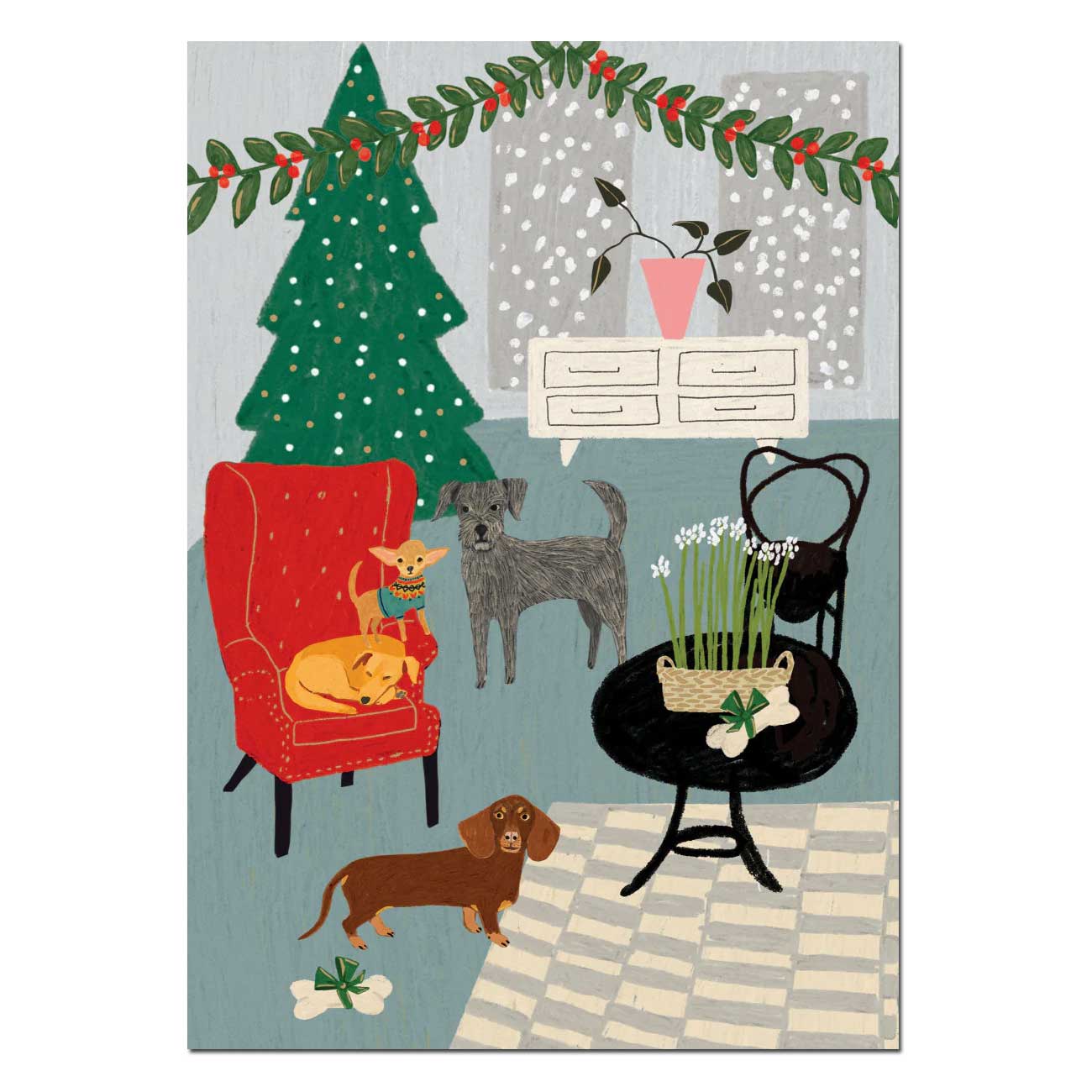 Roger la Borde Doppelkarte "Cat and Dog Palais "  , Hund, Weihnachten