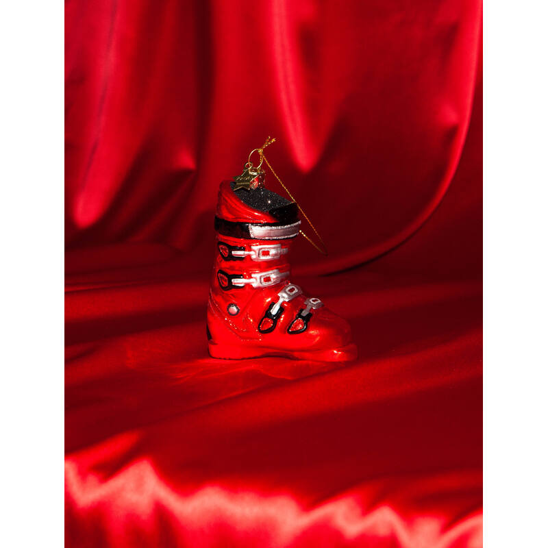 Weihnachtskugel Ski Schuh Rot, H. ca. 9,5 cm, Glas von Vondels  