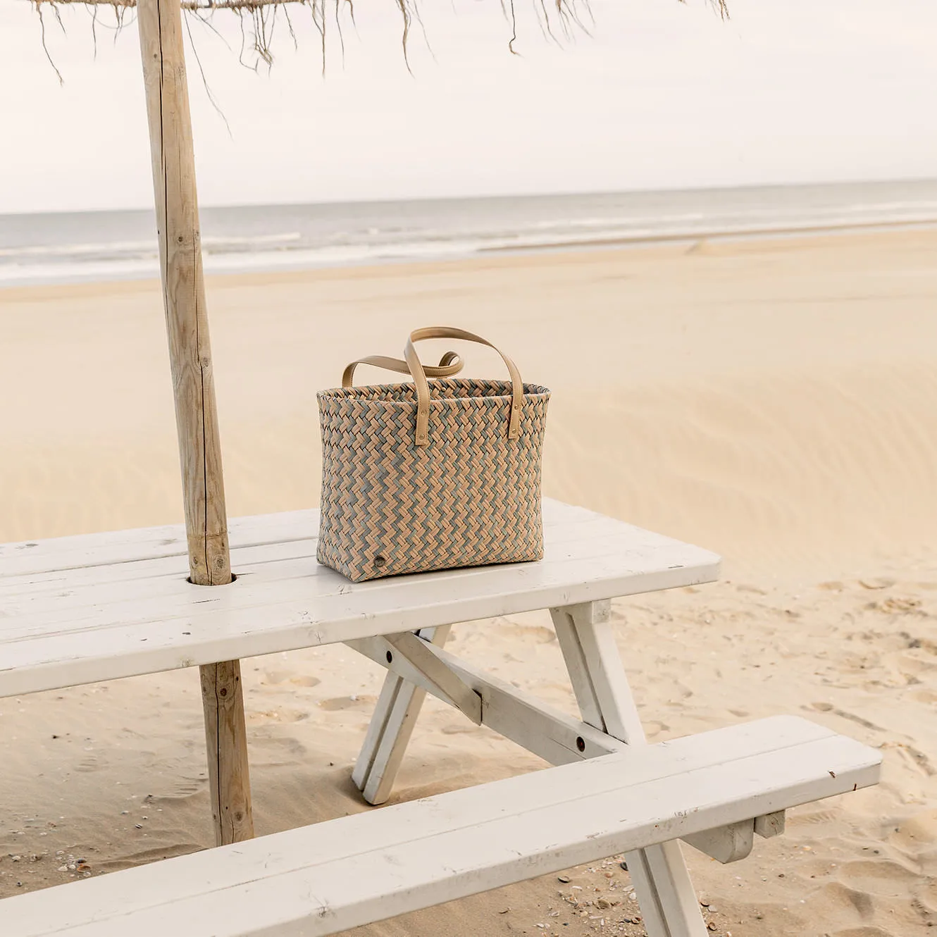 Handed By Shopper Faye grün & braun - Design Einkaufstasche & Strandtasche