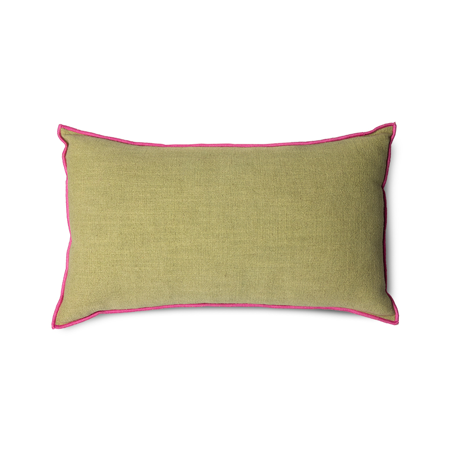% HKliving Kissenhülle  MANSION Halbleinen, 50 x 30 cm, Lindgrün/Pink
