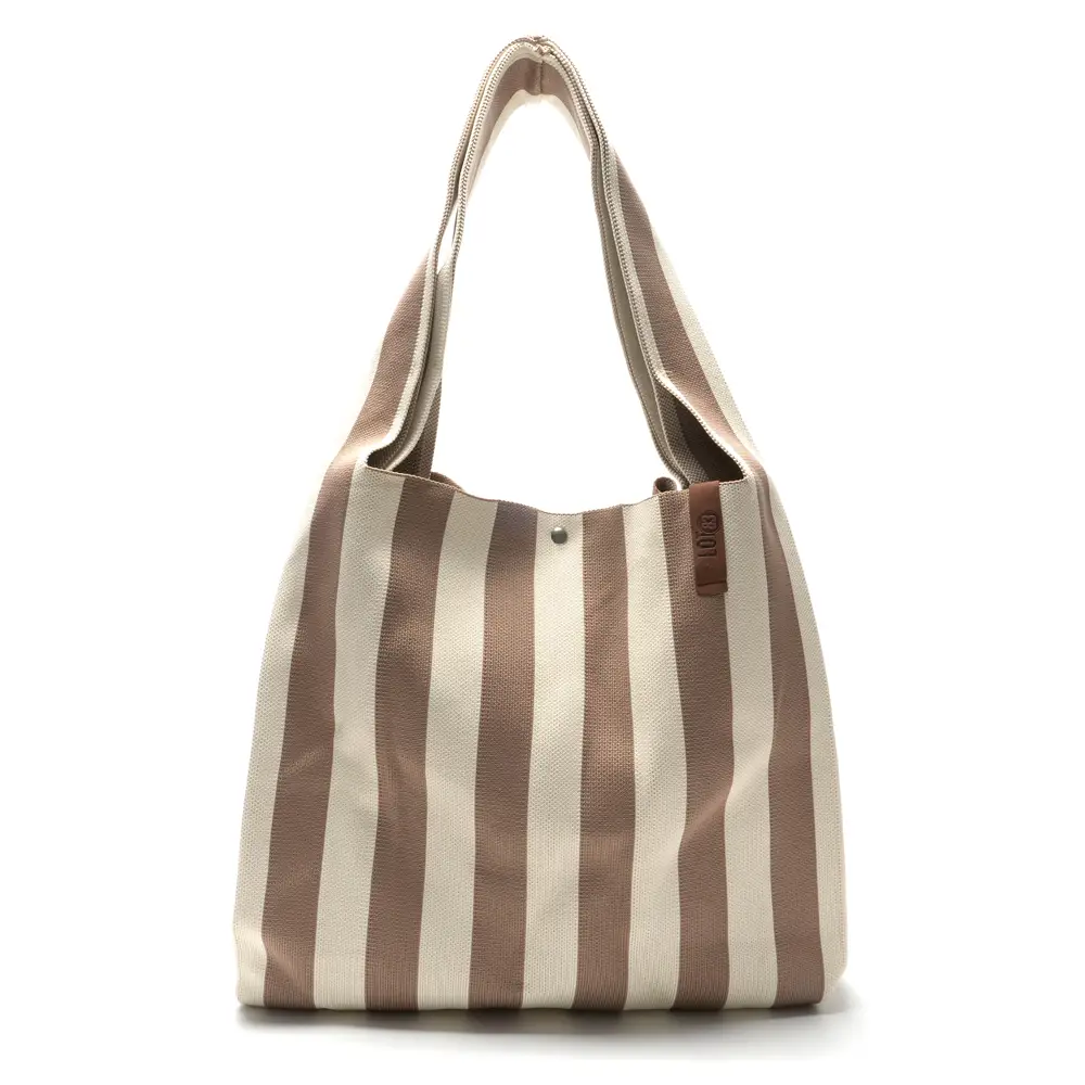 LOT83 Shopper Lois 23, Streifen Camel-Beige, ca.  45 x 35 cm