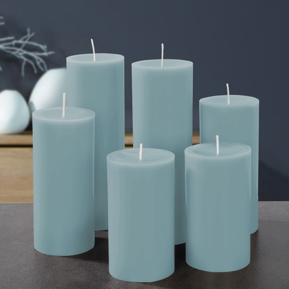 Engels Kerzen, Gegossene Stumpenkerze, D. 8 cm x 12 cm, Farbe: Gletscher