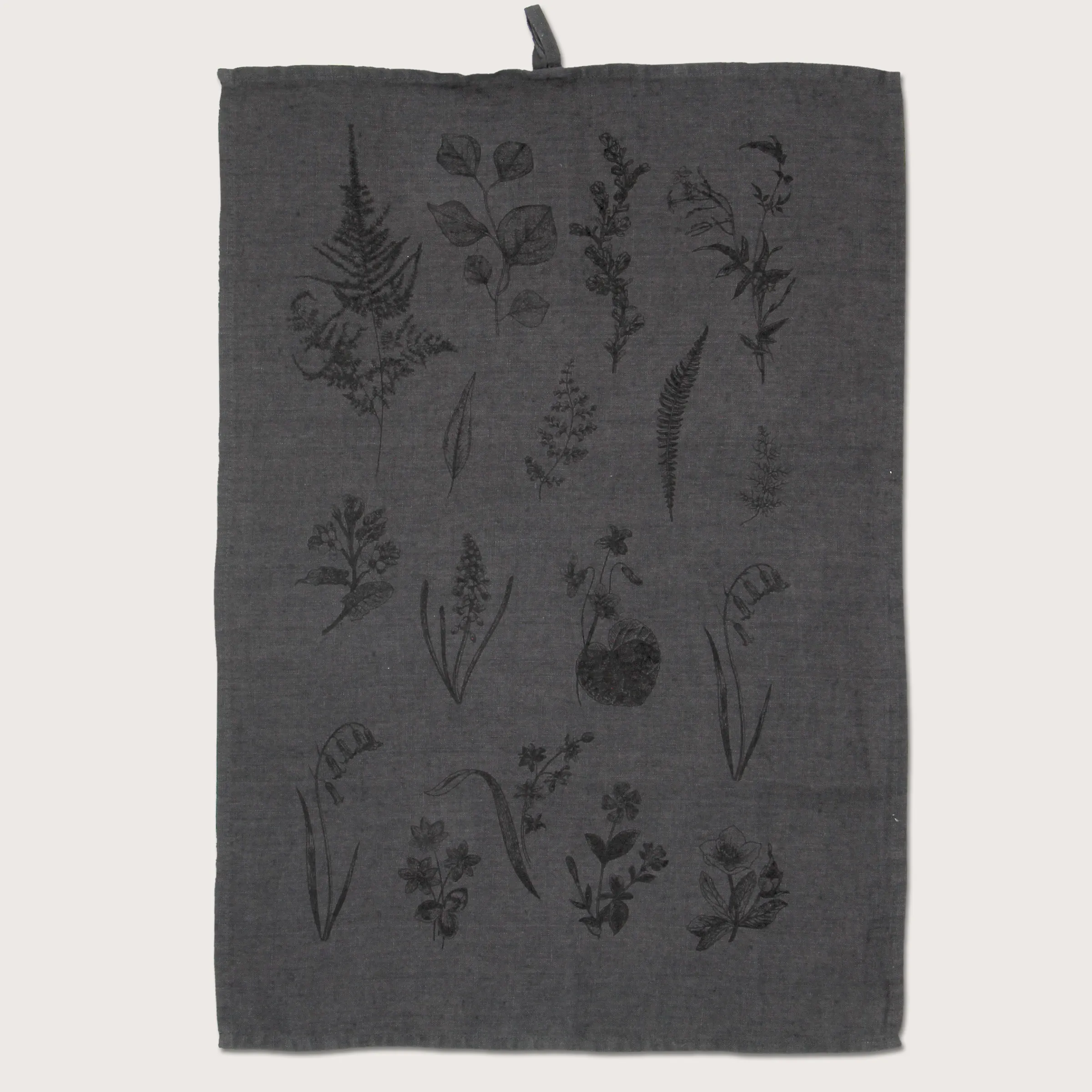 Geschirrtuch Blooming Garden, Leinen uni forget iron, handbedruckt, ~50x70cm von Dorothee Lehnen         