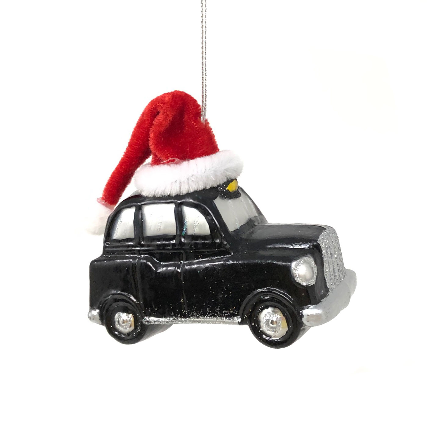 Weihnachtskugel Taxi mit Mütze (London, England, schwarz ca. 8cm von Catherine Collection / Goodwill 