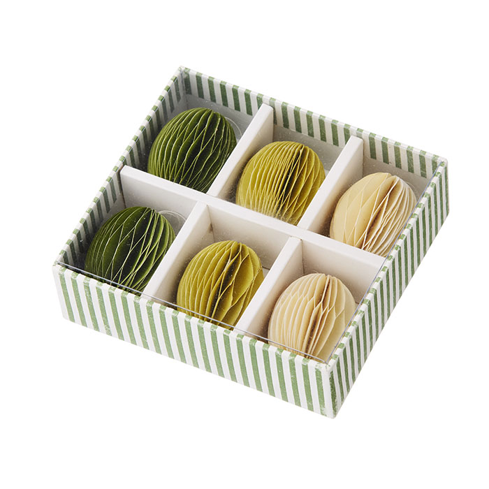 Bungalow Papier- Eier Swirl IVY XS , 6er Set, H. ca. 5 cm , Ostereier, Paper Eggs Swirl Ivy XS S/6pcs