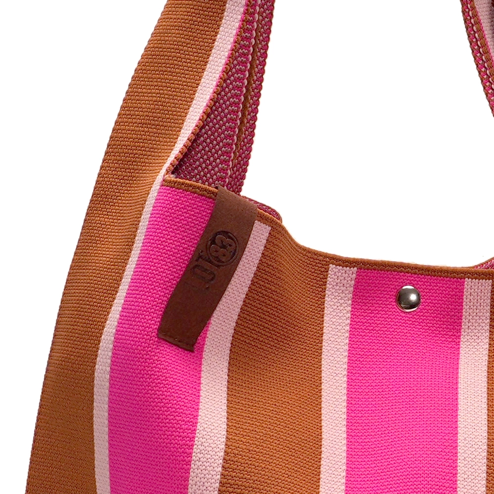 LOT83 Shopper Lois 90, Big Stripes Braun-Pink ca.  45 x 35 cm   