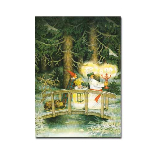 Postkarte Inge Löök "Frauen tragen Kerzen durch den Wald"  Löök Postkarte, Weiber, Weihnachten