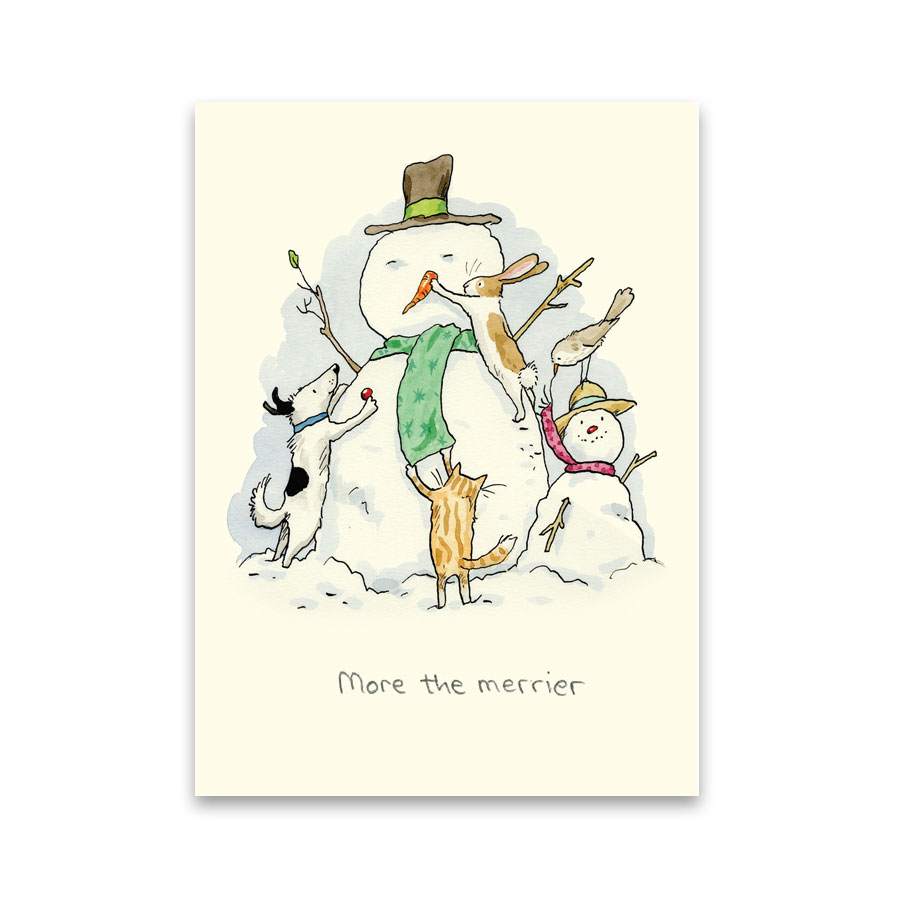 Two Bad Mice Doppelkarte Weihnachten "More the Merrier " von Two Bad Mice, Schneemann von Anita Jeram