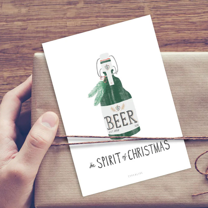 Typealive XMAS Postkarte " Spirit Of Christmas No. 3"   Bier, Weihnachten, beer