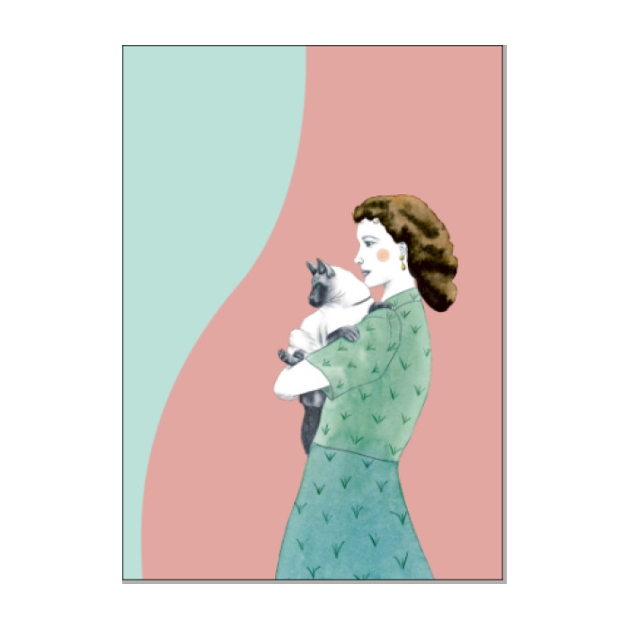 Postkarte Frau mit Katze von ask a duck    