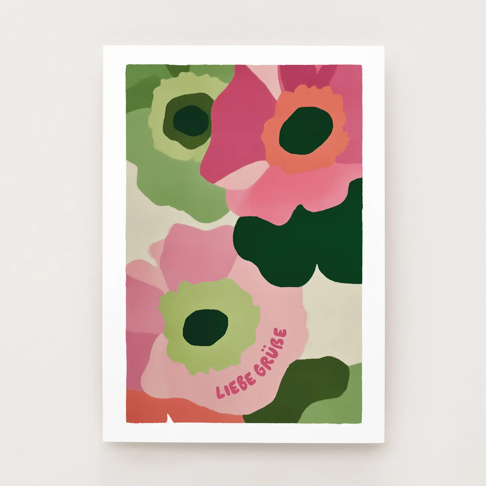 Falene Postkarte Retro Flowers - Liebe Grüße von Falene