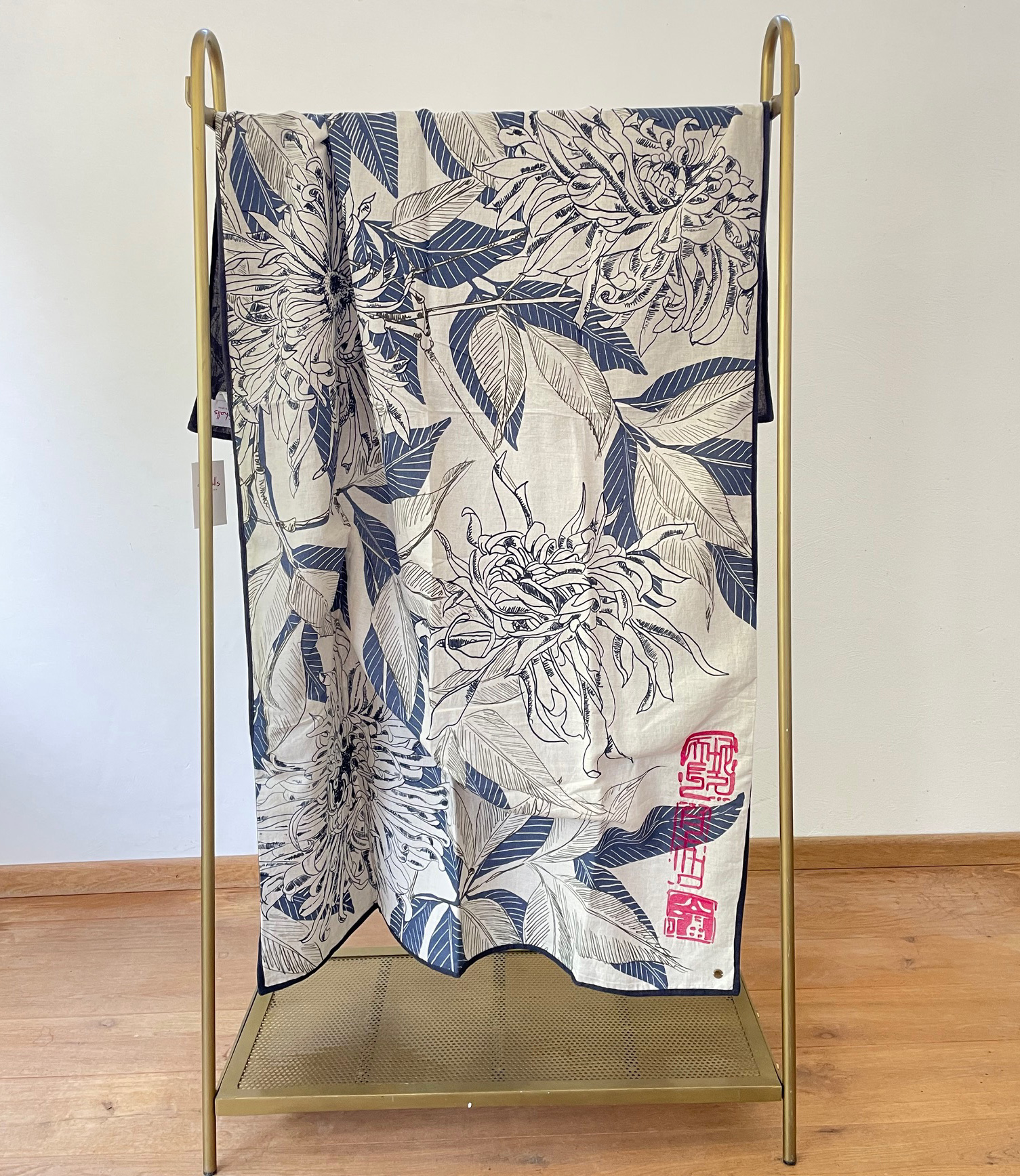 Plaid Kara, ca. 100x180 cm, Halbleinen, Natur/Schwarz von Shalls Barcelona