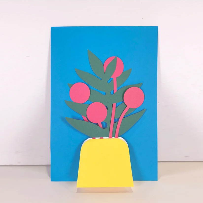 Klappkarte " Vase Flower" PopUp Karte mit Umschlag