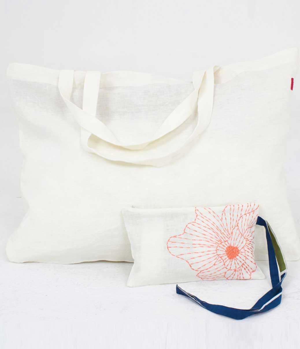 Tasche FRANCES Weiß aus 100% Leinen von Shalls Barcelona 