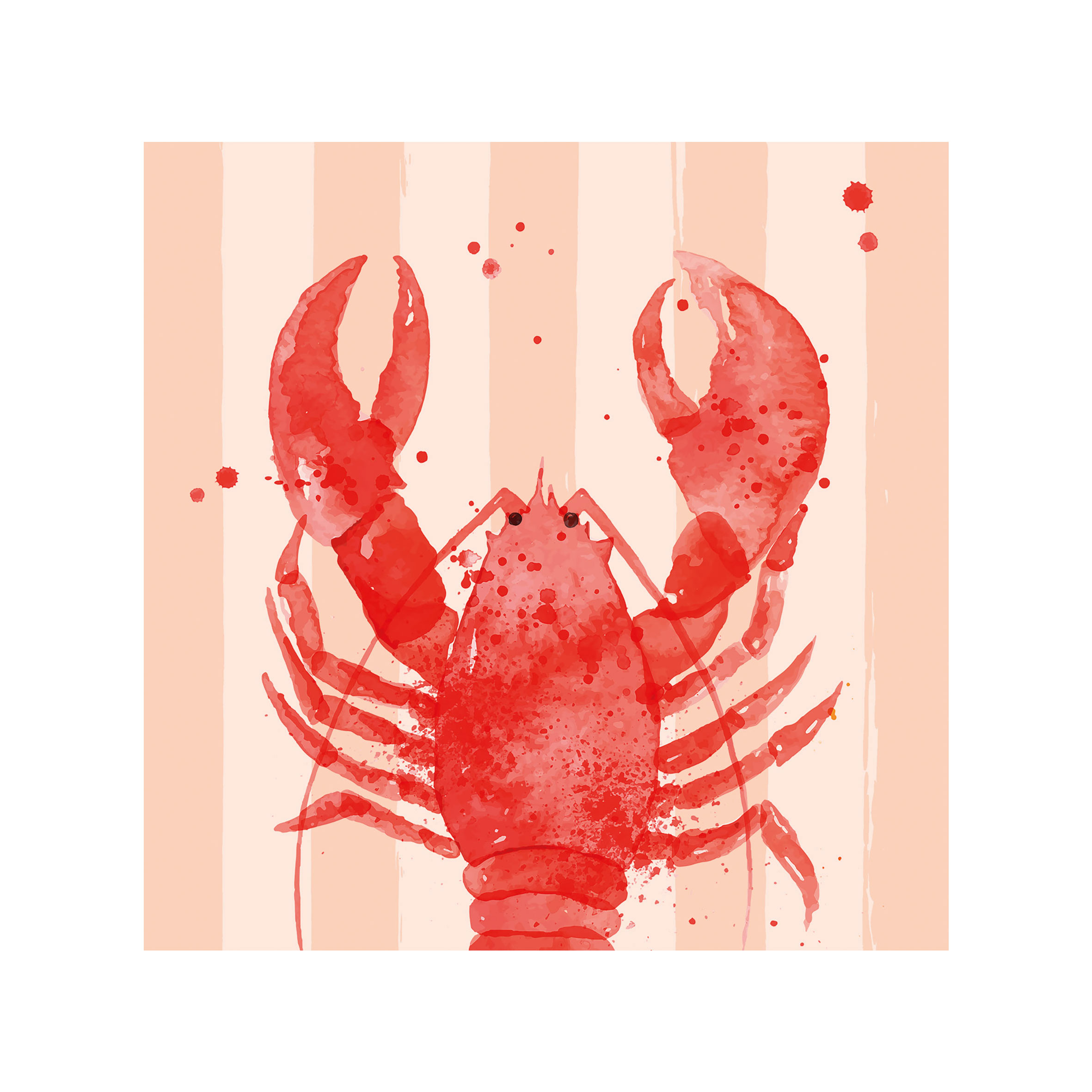 Papierservietten Lobster & Stripes , 25 x 25 cm  , Cocktailservietten , ppd, Hummer