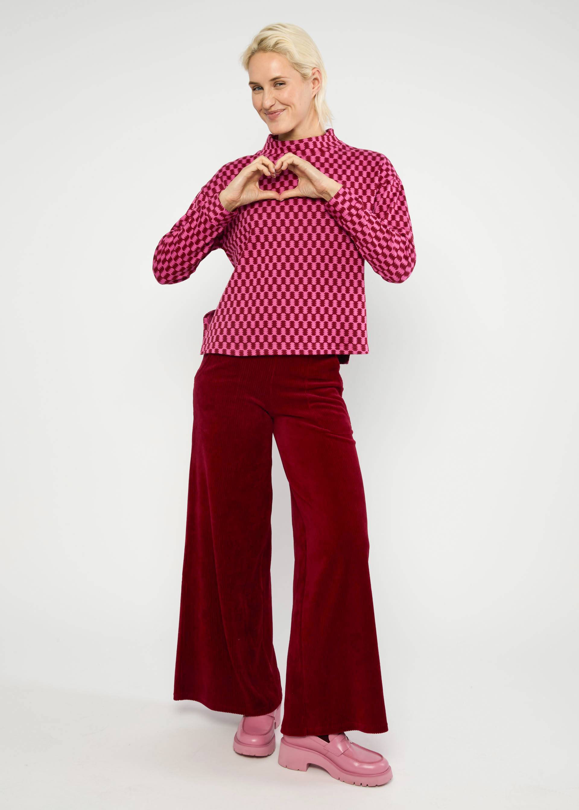 % Blutsgeschwister Pullover Catch My Vibe - pink urban check