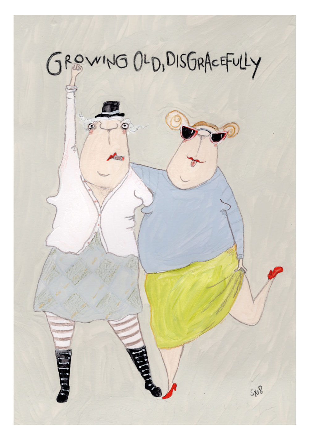 Postkarte kittiekatstudio "growingold" von kittiekatstudio