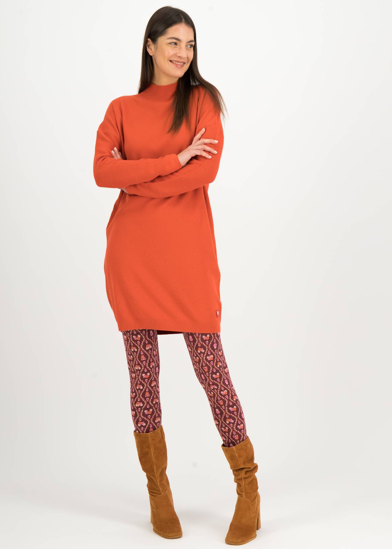 Blutsgeschwister Strickkleid Straight and Easy Braided, Farbe: autumn orange Blutsgeschwister Strickkleid Straight and Easy Braided, Farbe: autumn orange