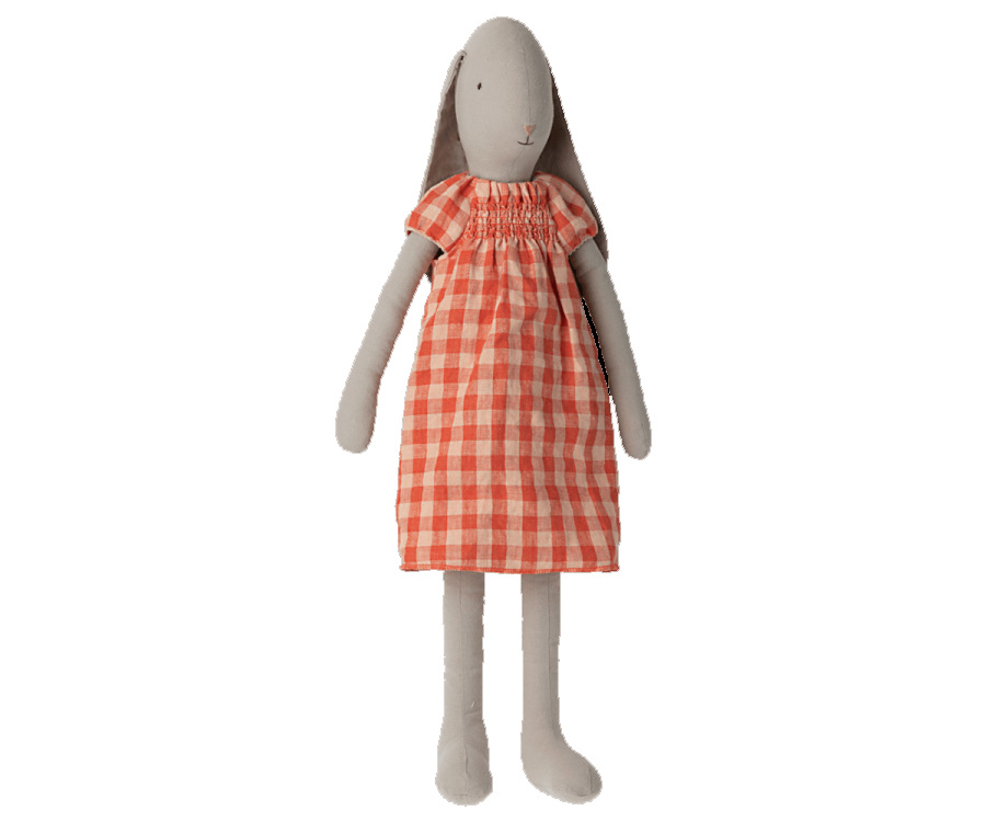Maileg Kleid , Karo rot, Größe 5, für Hasen  