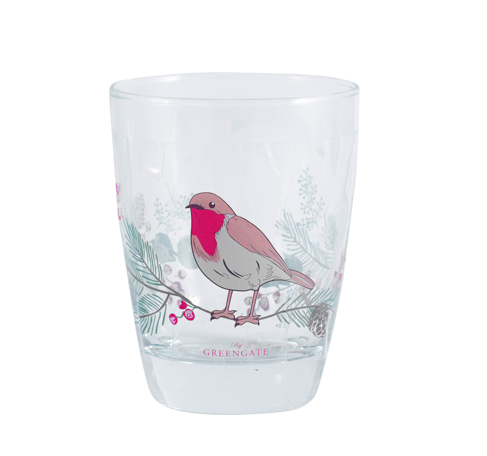 GreenGate Leonora Wasserglas white , Rotkehlchen, Robin GreenGate Leonora Wasserglas white , Rotkehlchen, Robin