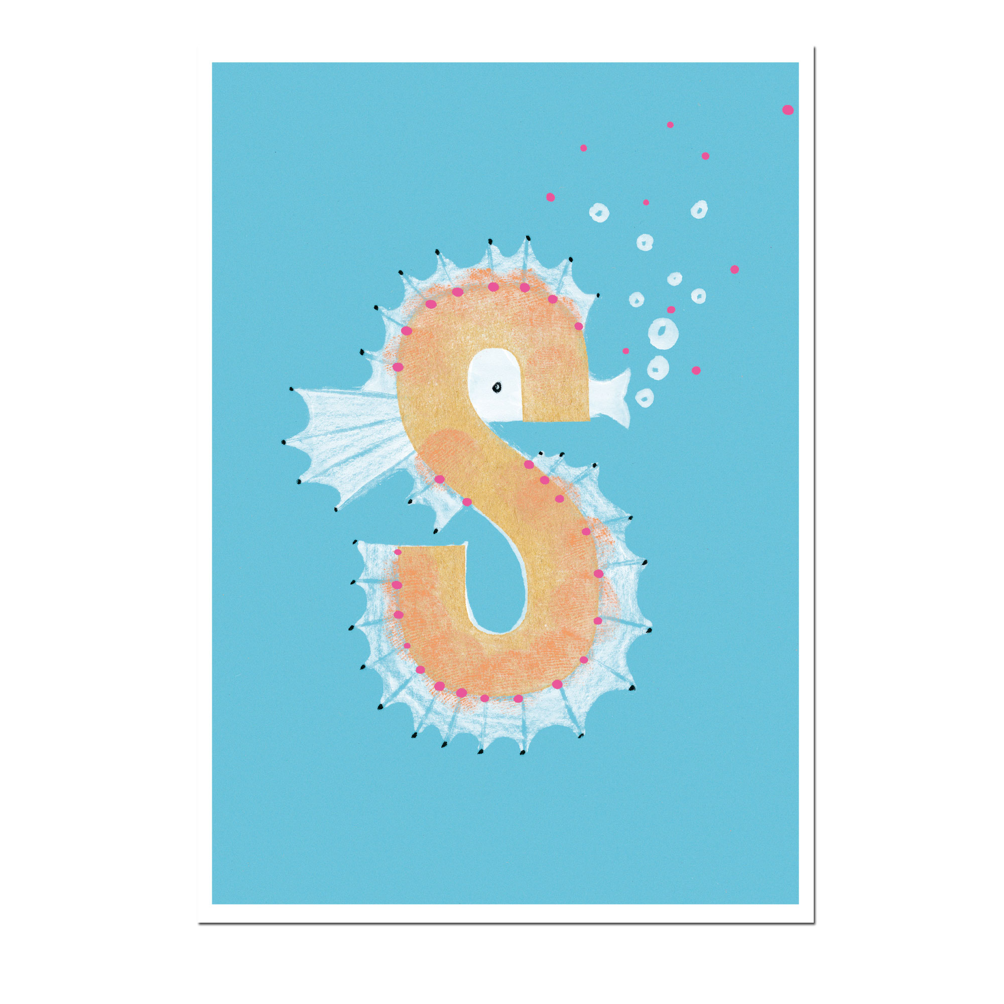 % Postkarte Das ABC - S - von schönegrüsse, Neon, Seepferdchen