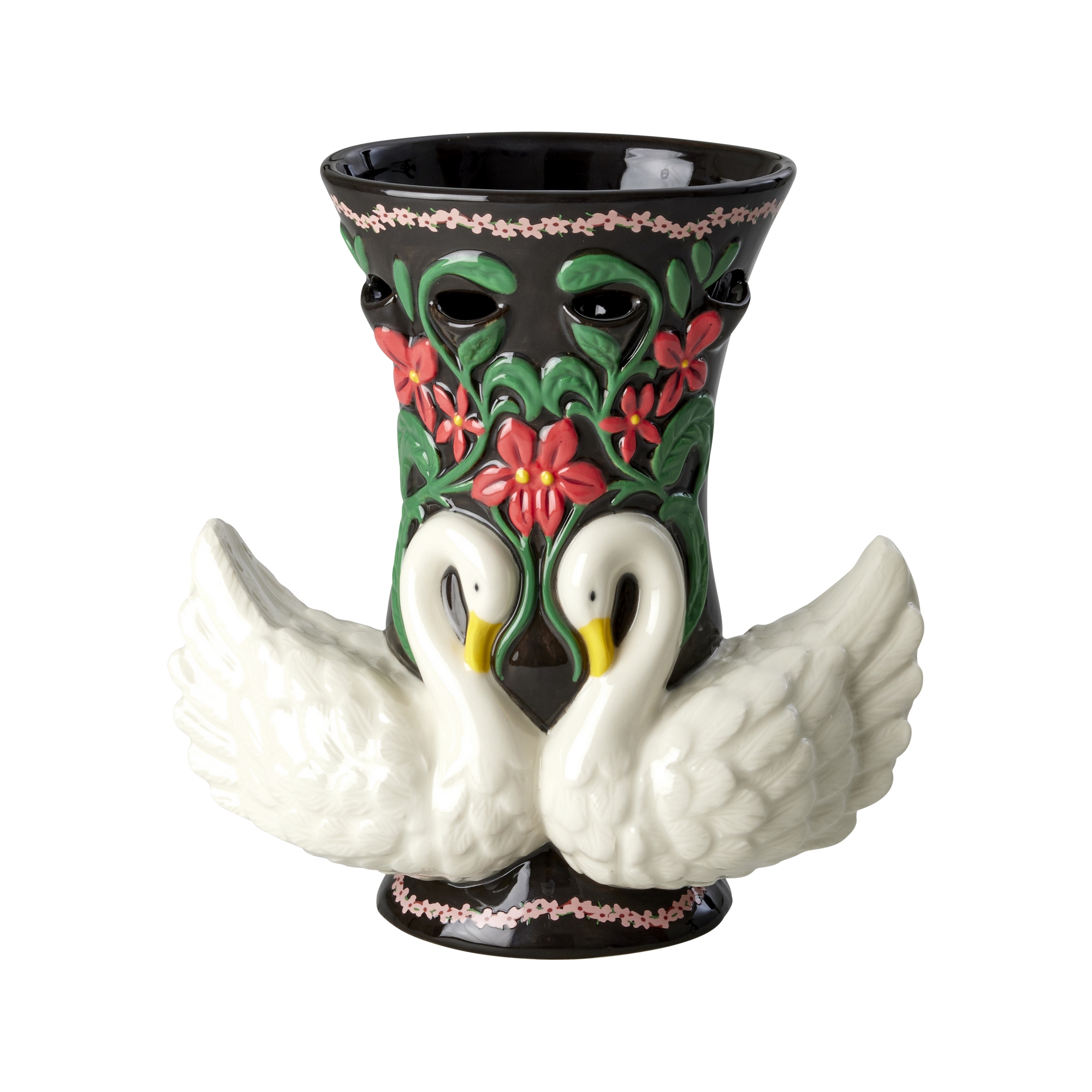 Rice Vase Schwan Keramik, Braun von RICE, Höhe ca. 32 cm