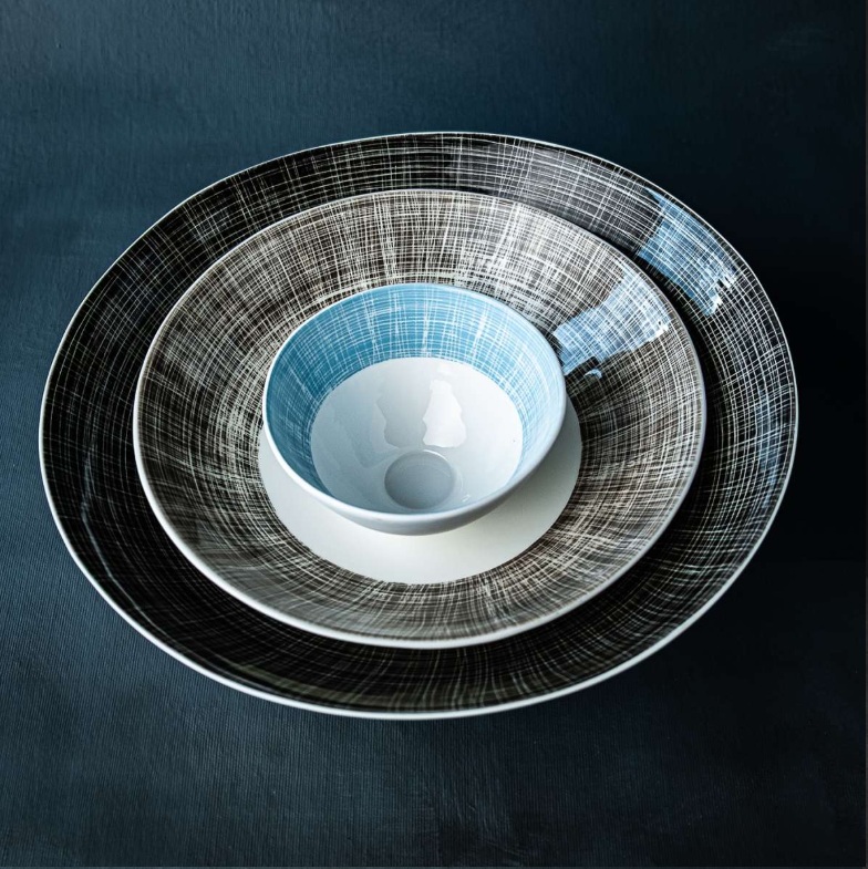 KLATT OBJECTS RAMI Schale S blau, Bone China , D.  ca. 12,7 cm , pro Stück