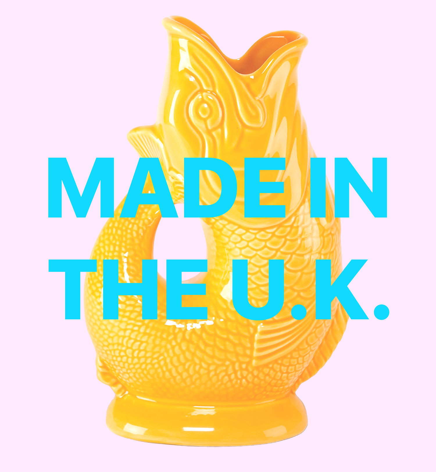 Gluckigluck  Fisch Karaffe/ Vase XL türkis ca. 1,1 L, Höhe ca. 27 cm  