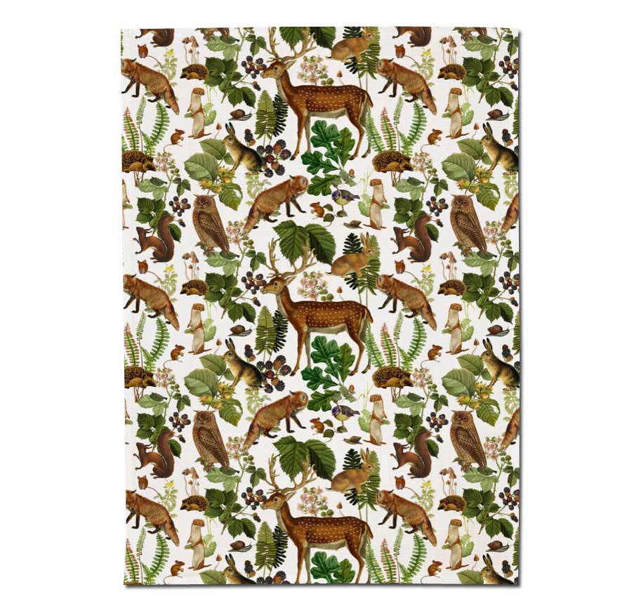 Sköna Ting Geschirrtuch "Forest animals" ,  ca.50 x 70 cm, Baumwolle  , Waldtiere