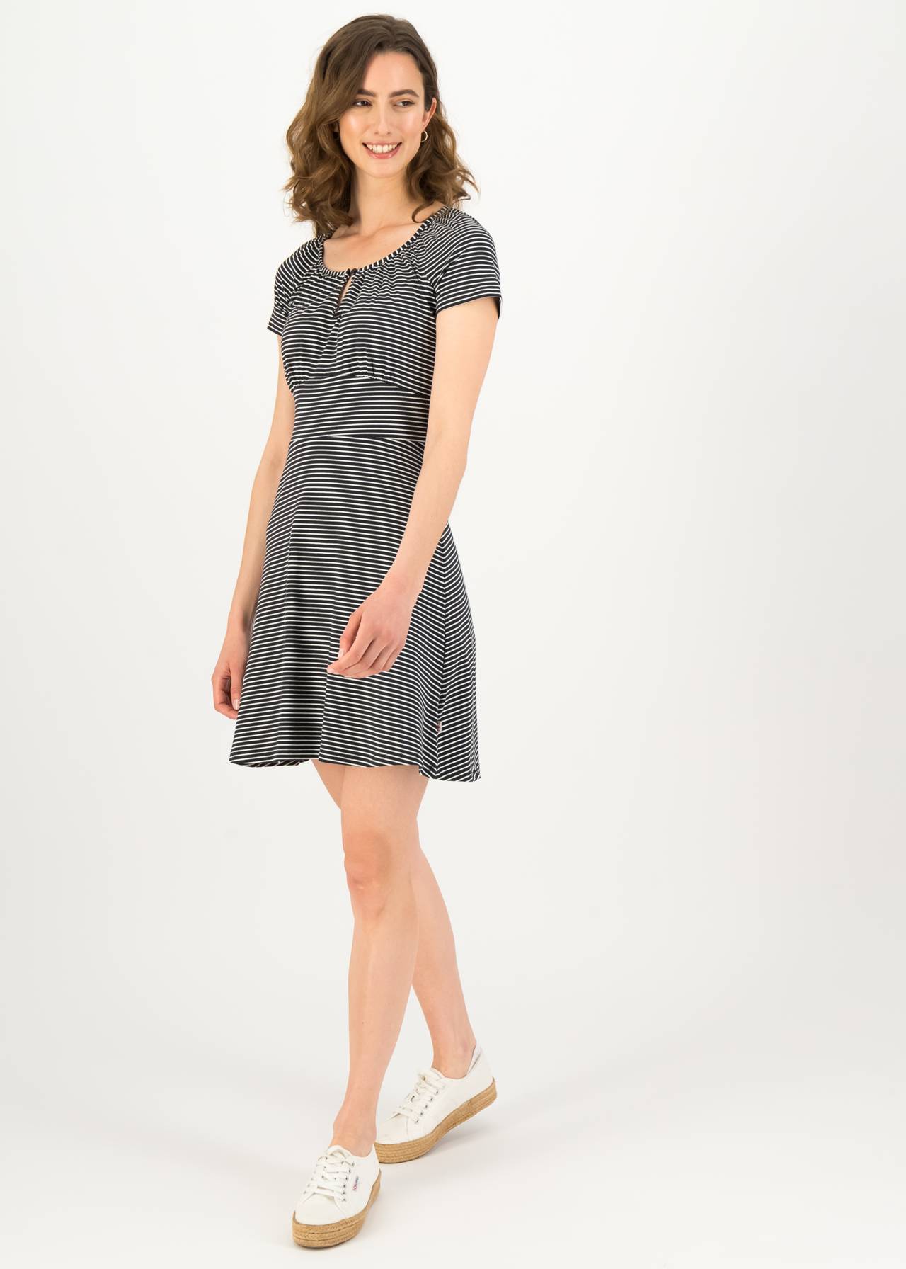 Blutsgeschwister Sommerkleid Ducktales Romance, gestreift, schwarz-weiß Blutsgeschwister Sommerkleid Ducktales Romance, gestreift, schwarz-weiß