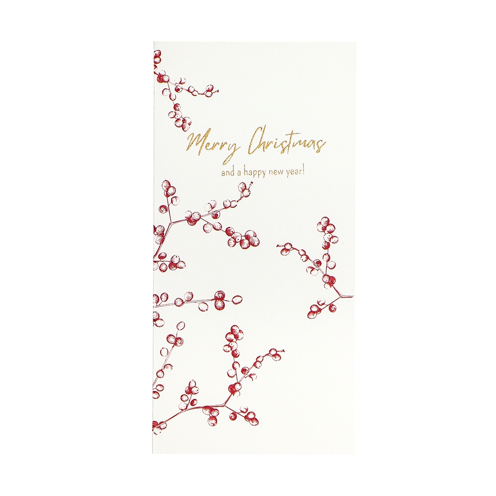 Dorothee Lehnen Briefkarte Xmas Rote Beeren, handgedruckt, DIN lang von Dorothee Lehnen   
