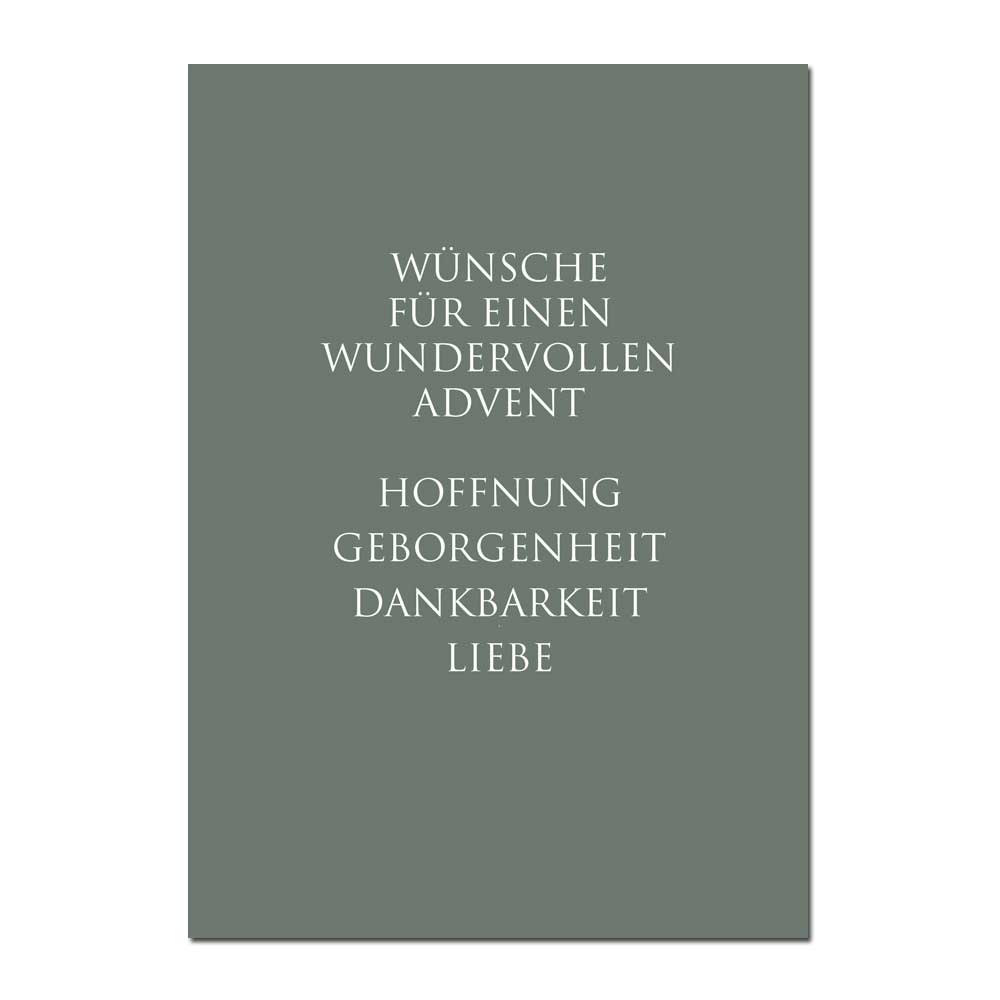 Wunderwort Postkarte CHRISTMAS "Wünsche für einen wundervollen Advent. ..."