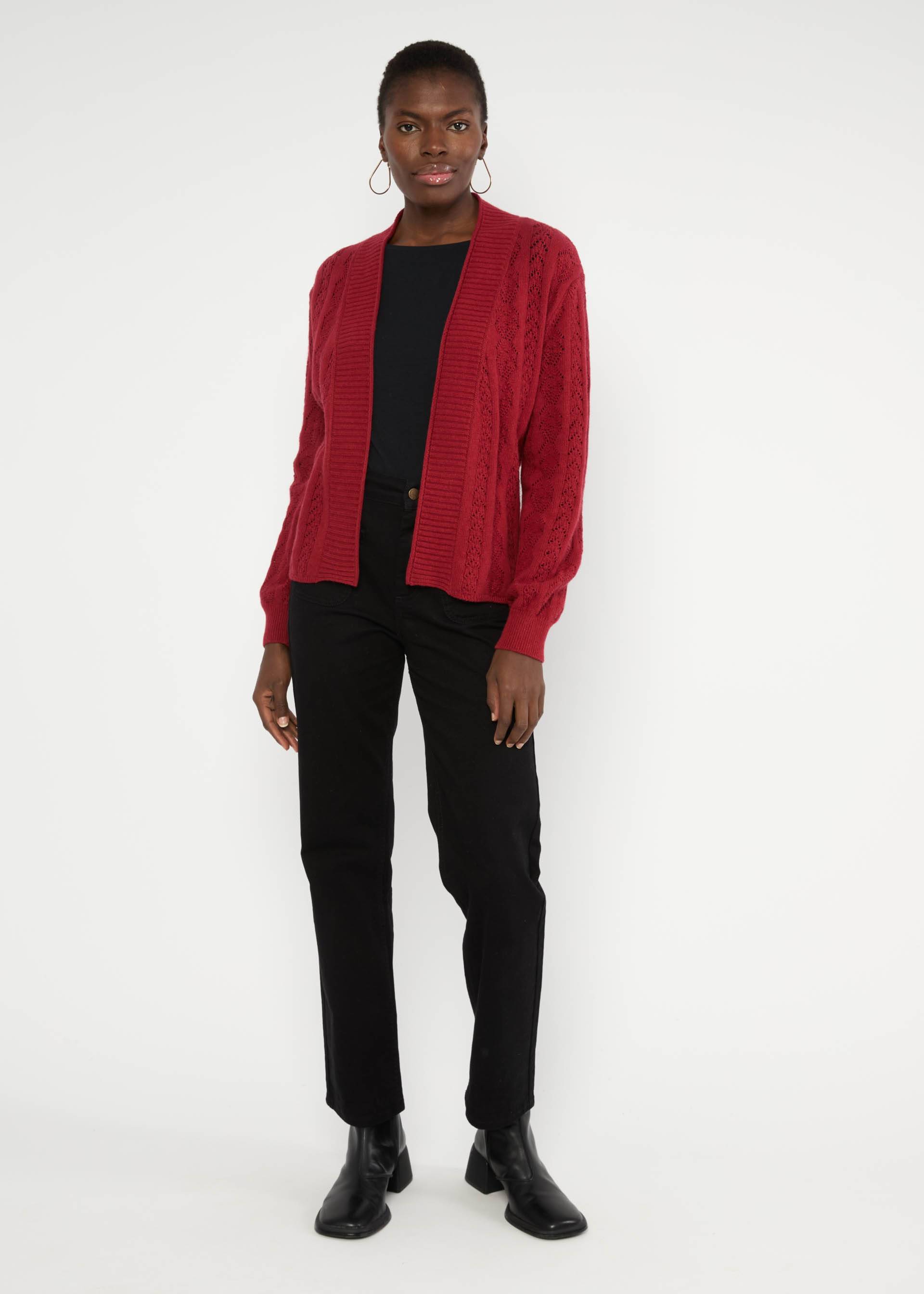 % Blutsgeschwister Cardigan Fine Craft Cocoon - wicked love red