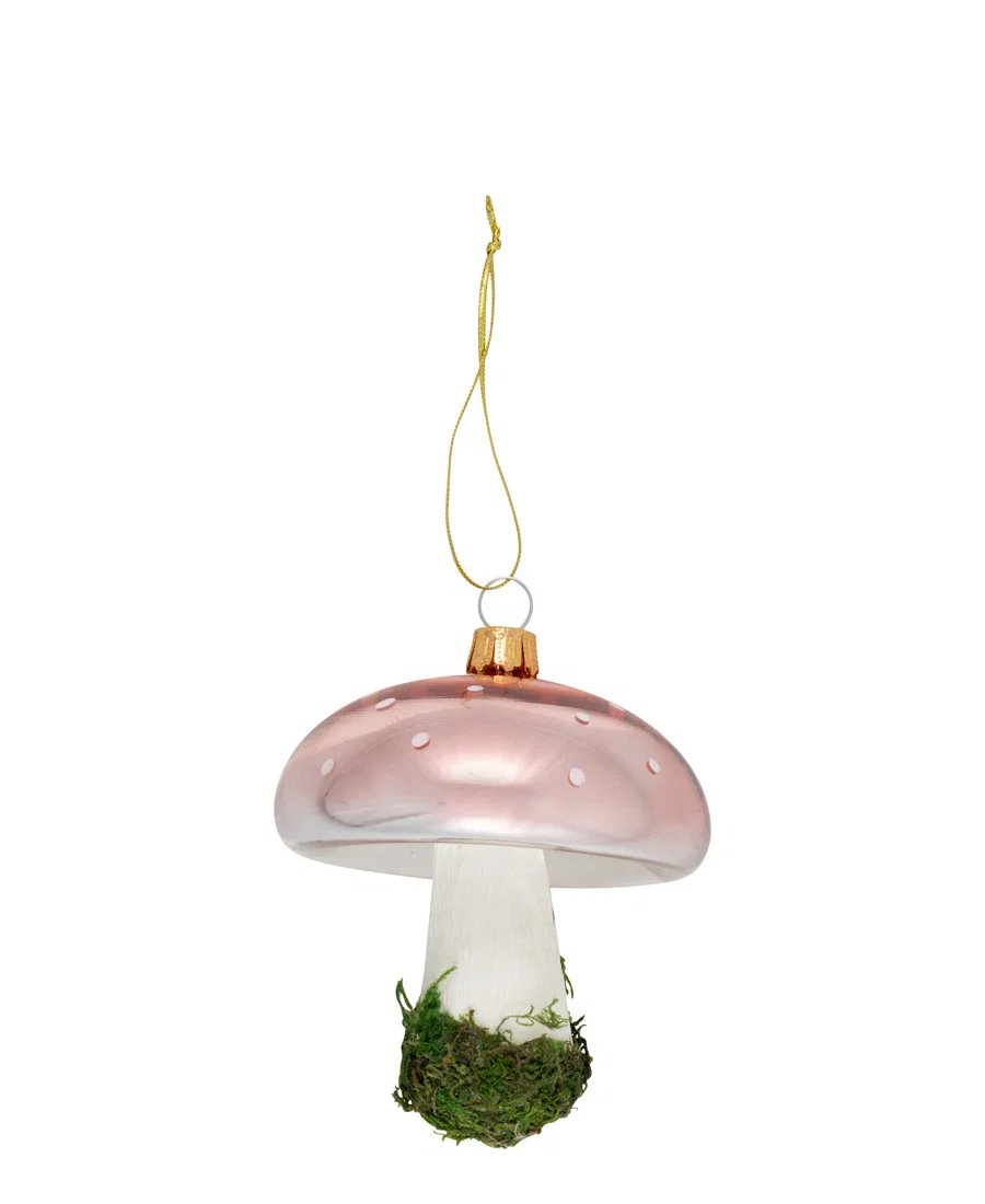 GreenGate Christbaumanhänger „Pilz“ Rosa, Glas, Mushroom glass Spot pale pink, ca. 9 cm