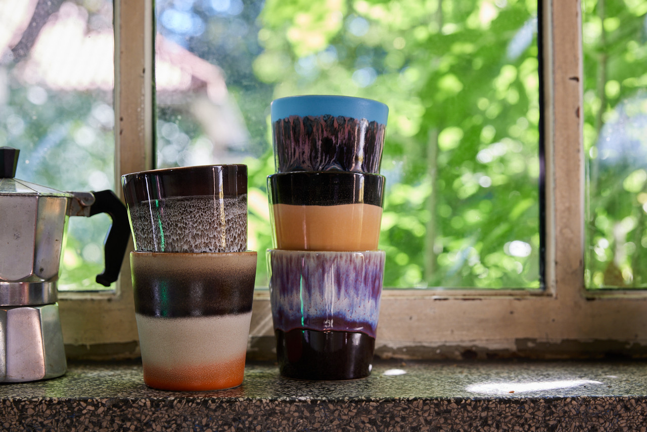 HKliving 70's Kaffee Becher/tea mug, CLAY, Siebziger Jahre Geschirr, coffee, Keramik  