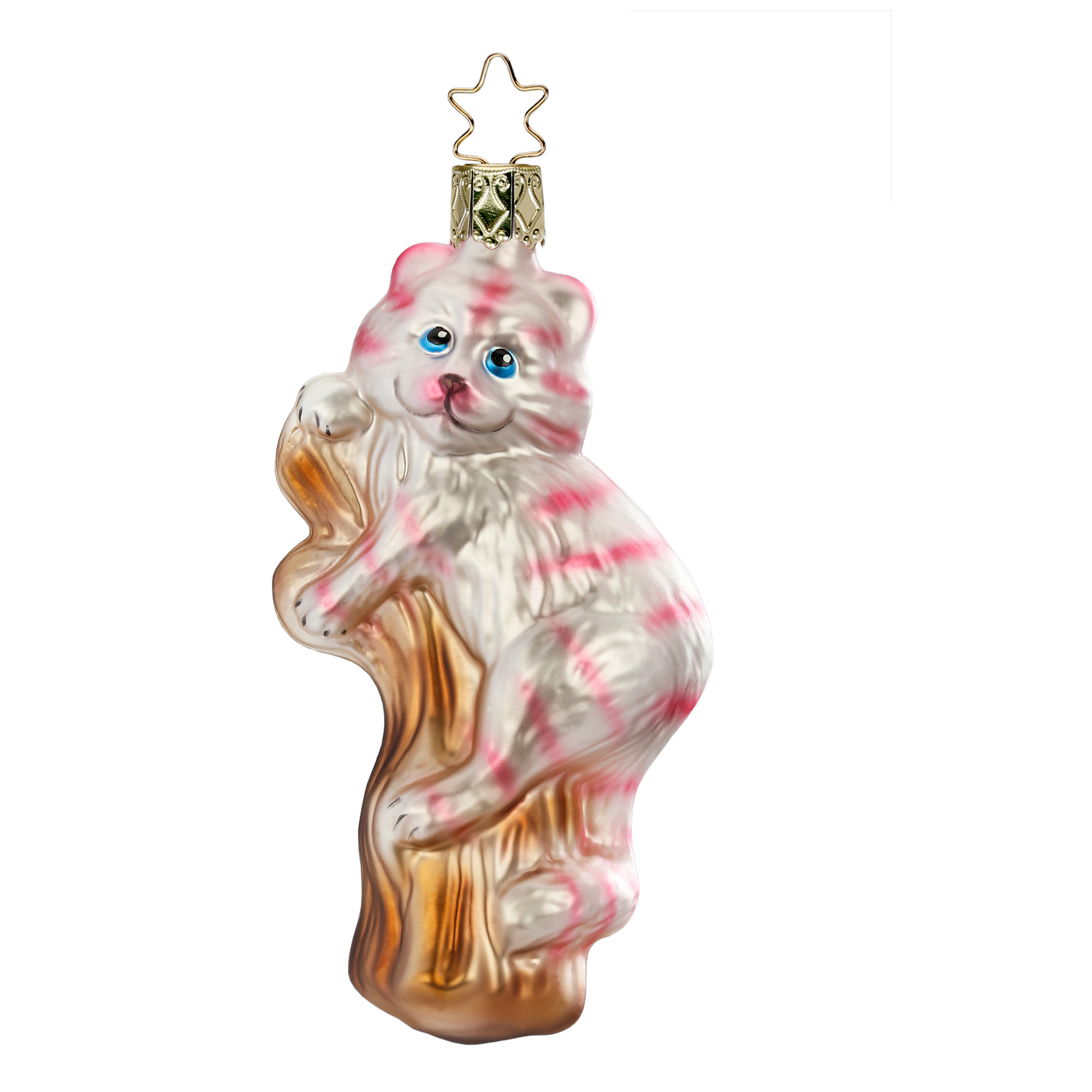 Inge Glas Christbaumkugel "Grinsender Kater" Verrückte Teeparty, ca. 11 cm, Weihnachtskugel Katze 