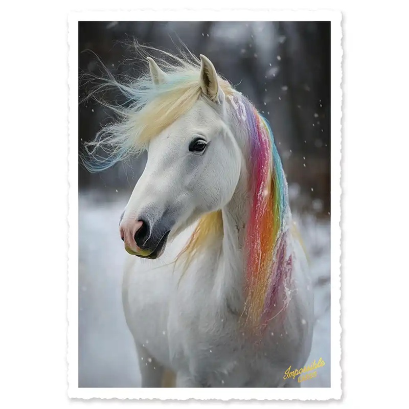 Impossible Card Postkarte *rainbow horse