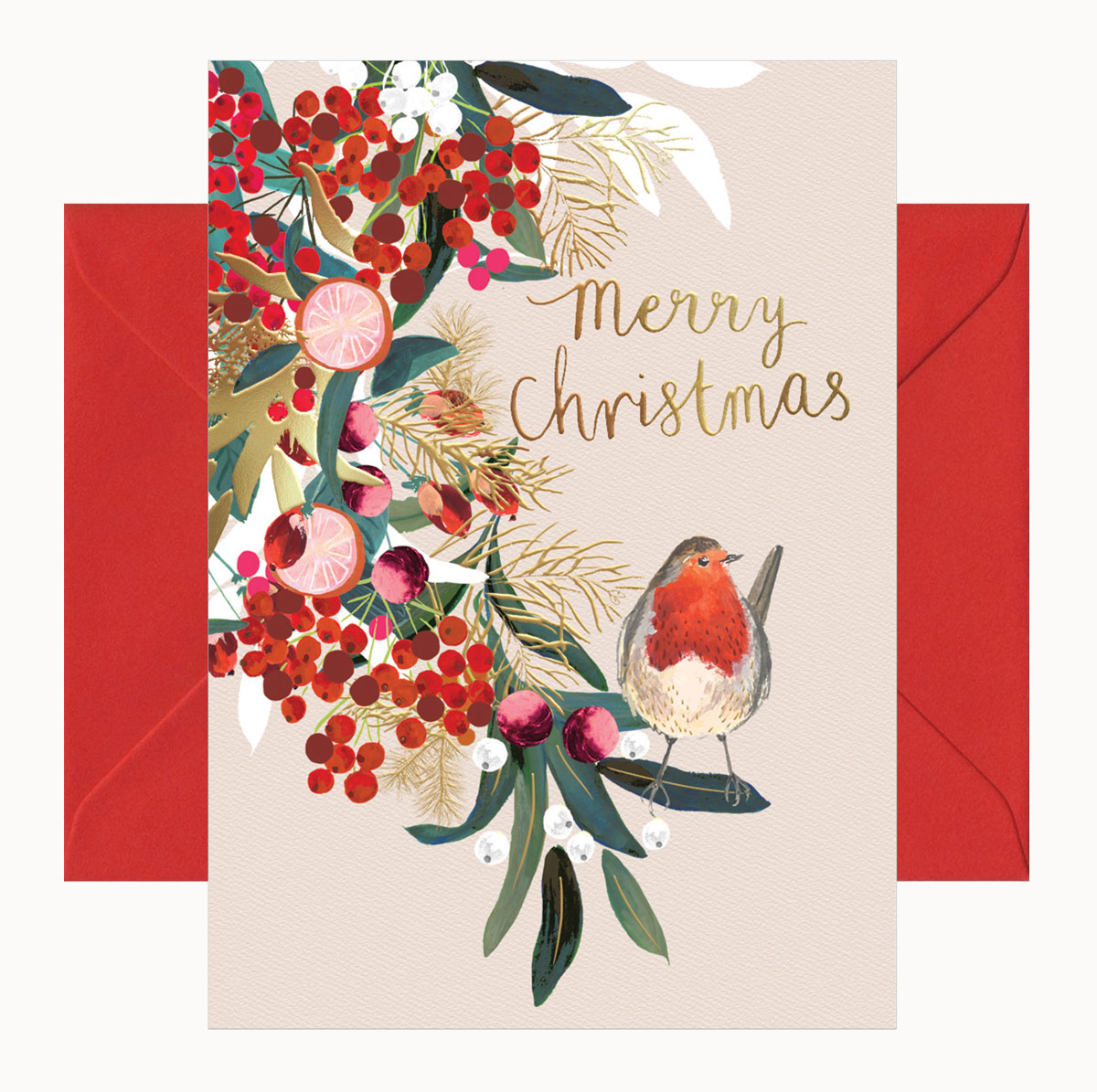 Doppelkarte mit Umschlag "Merry Christmas", Weihnachtskarte