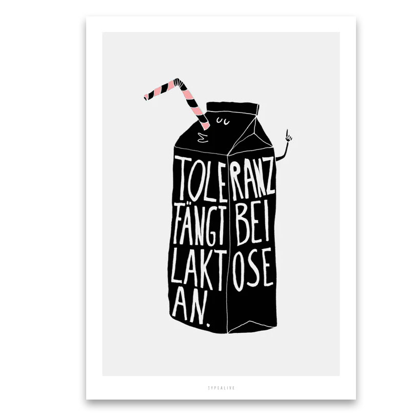 Typealive Postkarte "Toleranz"  Laktose