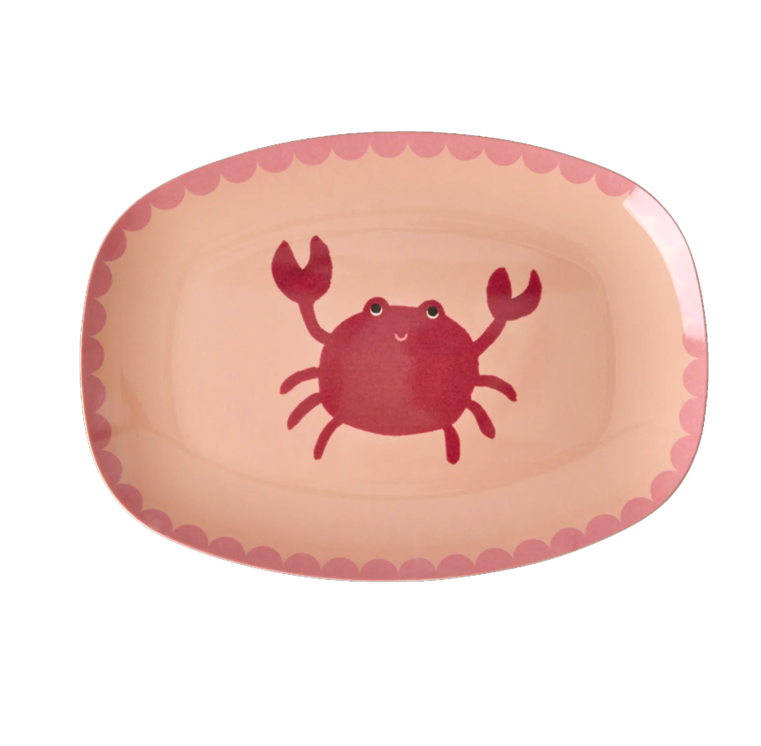 Rice Melamin Platte oval klein CRAB Print , ca. 16,5 x 23 cm , Krabbe