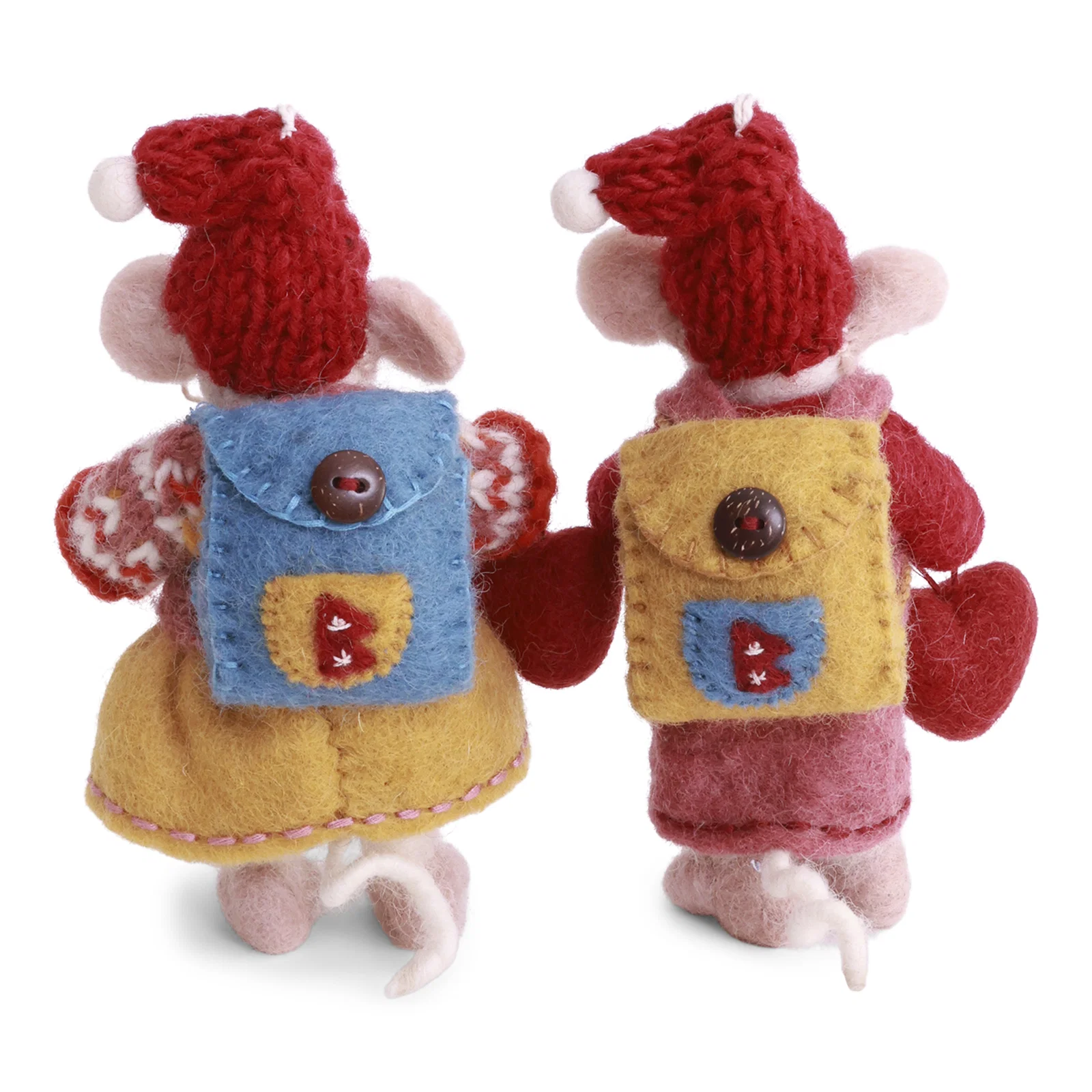 Gry & Sif Weihnachtsmäuse im Paar  mit Herzen, ca. 12 cm, Small White Gry & Sif Mice w/Hearts