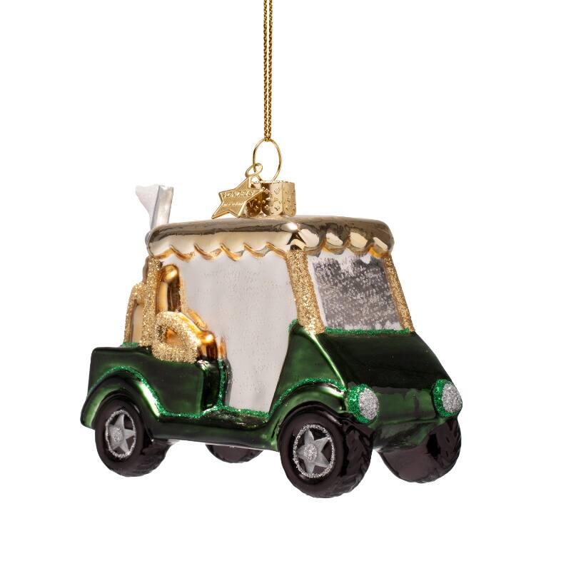 Weihnachtskugel Golf Car, dunkelgrün, Glas,  H. ca. 9 cm, Golf Auto von Vondels