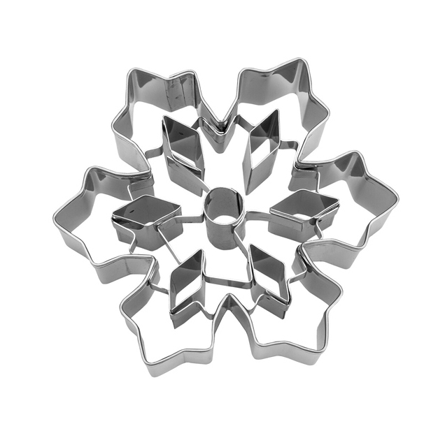 Ausstecherle Eiskristall mit Kristall-Aussparungen Edelstahl ø 8 x 2,5 cm von Städter, Prägeausstecher, Plätzchen Backen  