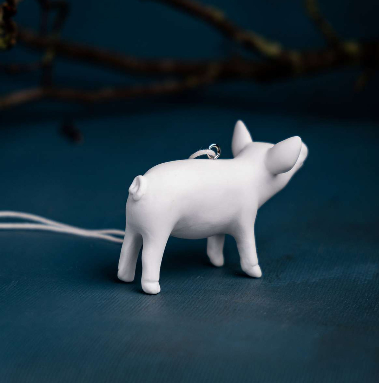 KLATT OBJECTS FERKEL Anhänger zum Anhängen, Farbe: Weiß, ca. 5 x 7 cm , Pro Stück  