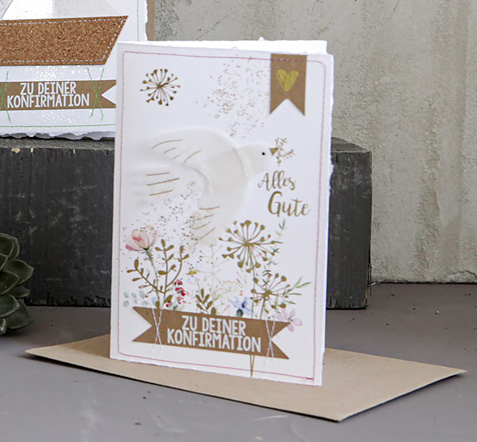 Good old friends Kommunionsblumenkarte "Taube" 