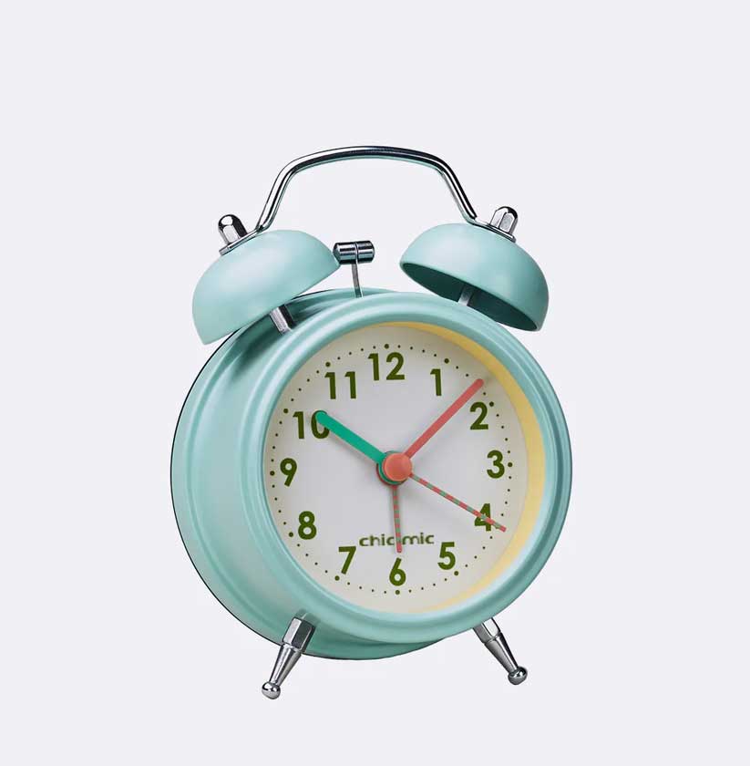Wecker Retro, Türkis, mit Licht & Glockenalarm, alarm clock morning mist, Uhr