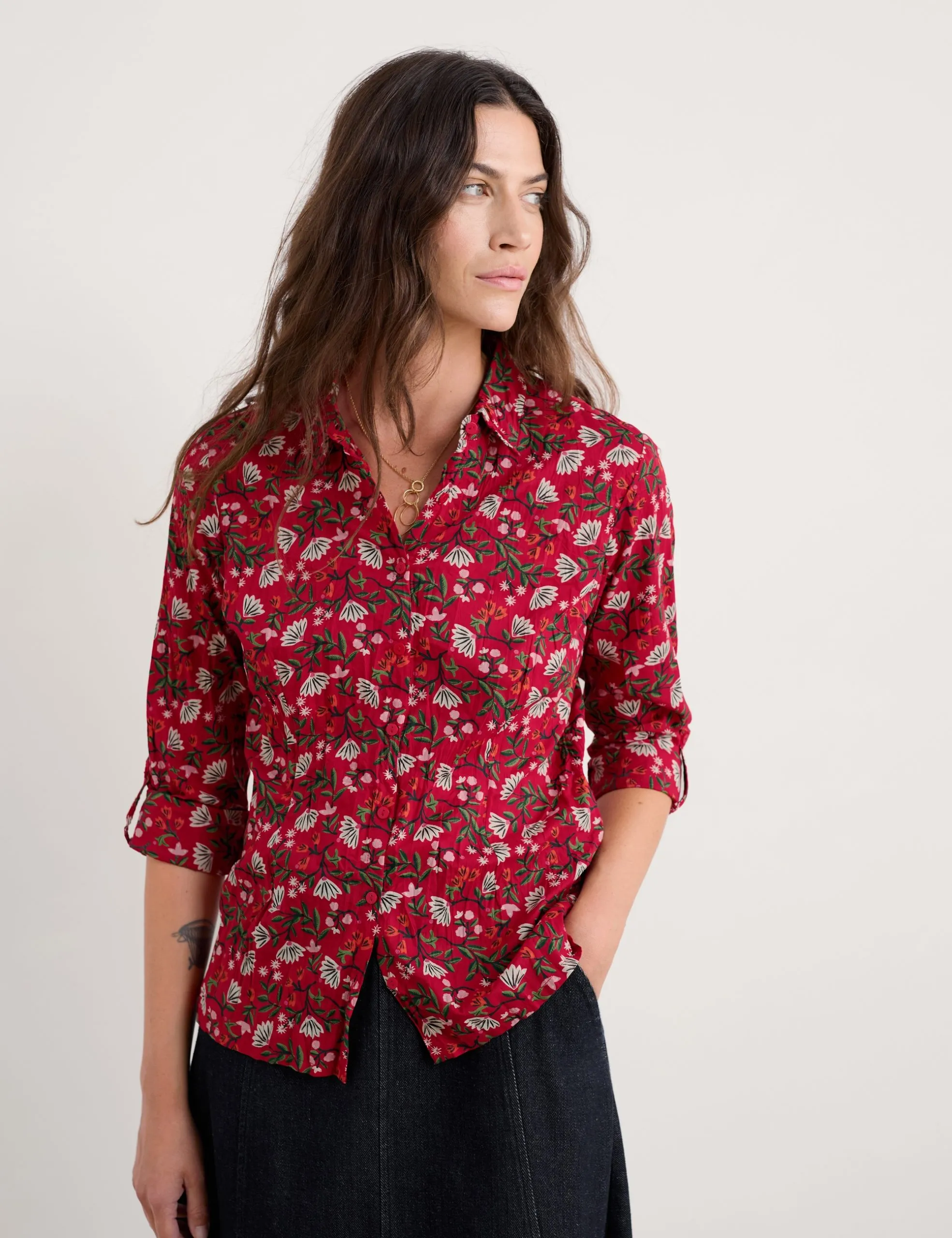 SEASALT CORNWALL Larissa Shirt-Winter Wildflower Carmine