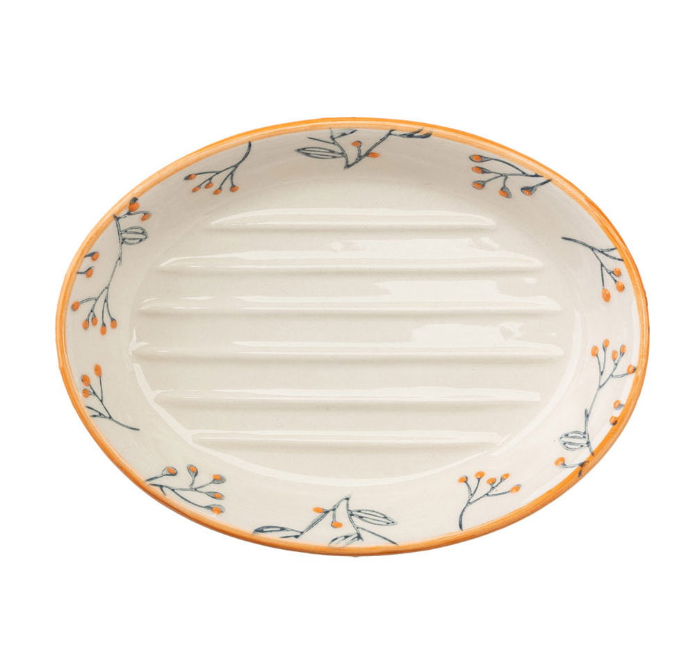 Seifenschale ROMANTIC oval, grau-orange 