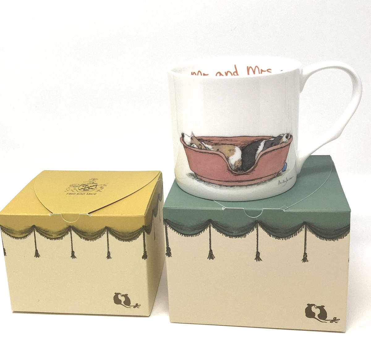 Two Bad Mice Becher groß "Mr and Mrs", 400 ml by Anita Jeram, Hochzeit, Hund