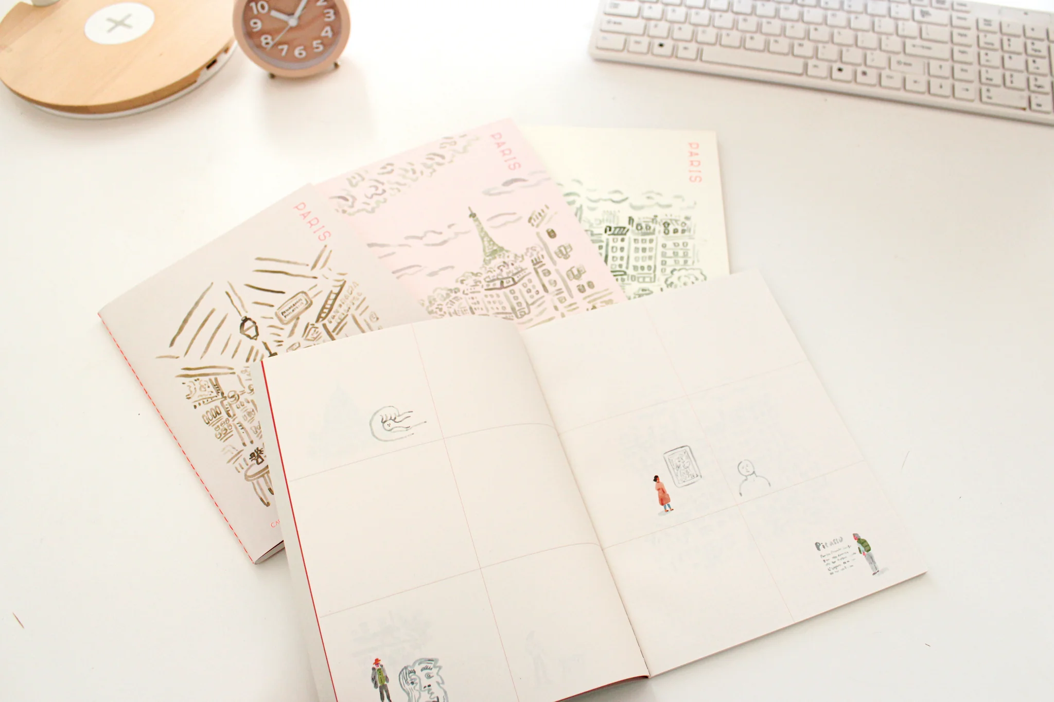 Schreibheft Carnet de Voyage, Paris Eiffel Pink/ L'après-midi, A5, 48 Seiten